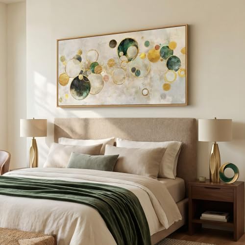 Large Framed Gold Abstract Wall Art for Living Room