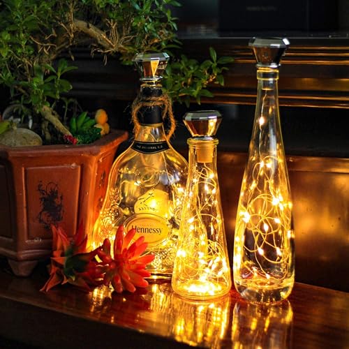 Upgraded 12 Pack Diamond Solar Wine Bottle Lights (6.5 Foot)