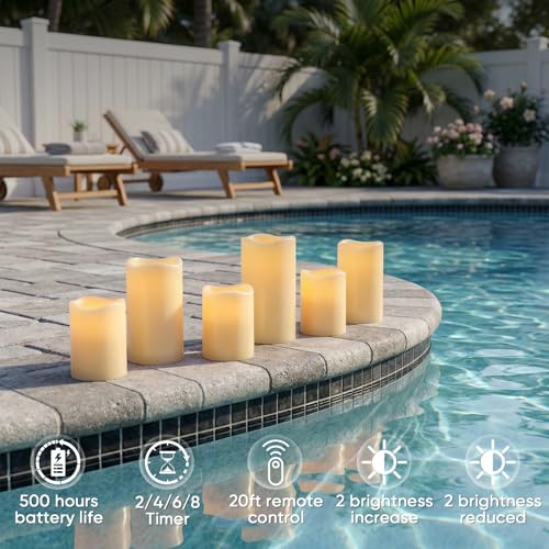 Waterproof Outdoor Flameless Candles with Timer (9 Count)