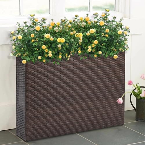 Large Rectangular Planter for Outdoor Rattan Block Box 32x11x24''