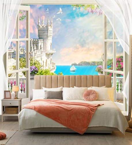 Window Seascape Wall Mural Wallpaper