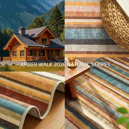 5x7 Area Rug Modern Striped Rug Washable Living Room Rug (35 Sq Ft)