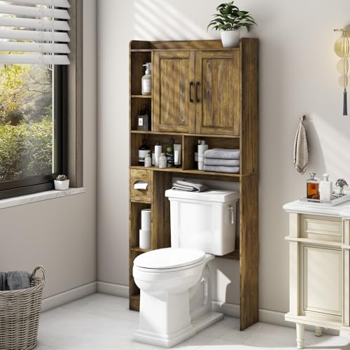 Farmhouse Over The Toilet Storage Cabinet with Barn Door