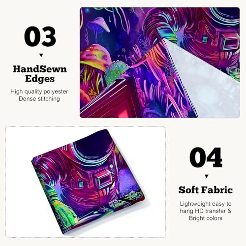 Blacklight Space Astronaut Tapestry UV Reactive Galaxy Planet Glow in Dark Tapestries Black Light Poster Neon Wall Hanging Art for bedroom Living Room