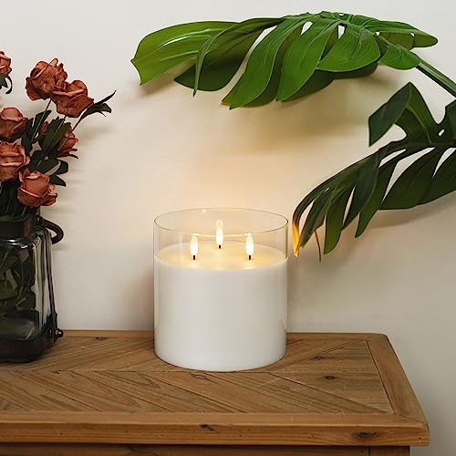 Pure White Large Glass Flameless LED Candle