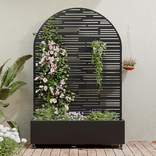 Metal Raised Garden Bed with Trellis and Wheels
