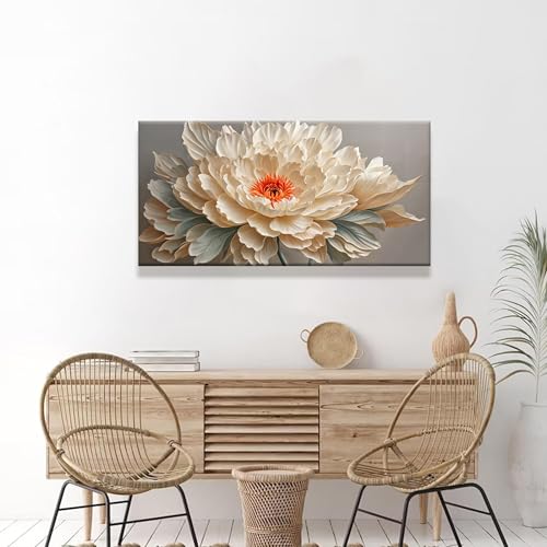 Canvas Art Wall Decor Small Size Modern Minimalist Home Wall Decor Flower Paintings Yellow Flower White Wall Art Prints Floral Art Pictures For Bedroom Kitchen Office Decoration 20" × 40"