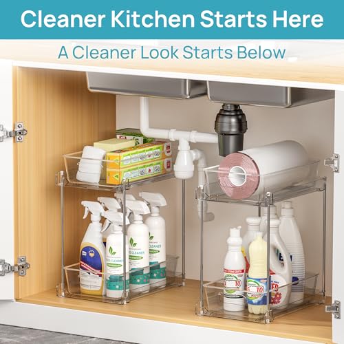 4 Pack Taller Pull Out Bathroom Under Sink Organizer (4 Count)