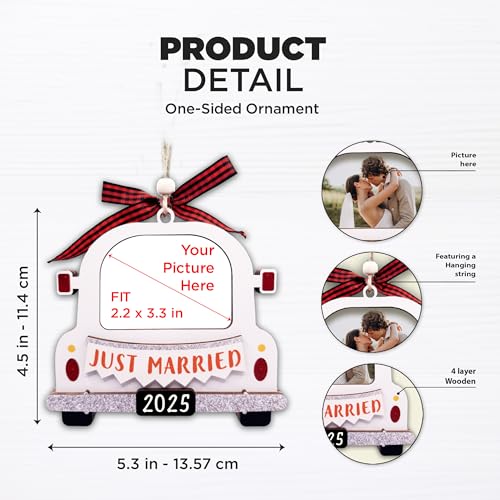 Just Married Photo Frame Ornament 2025