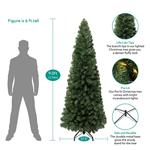 Vienna 9ft Prelit Slim Artificial Christmas Tree with 1455 Branch Tips