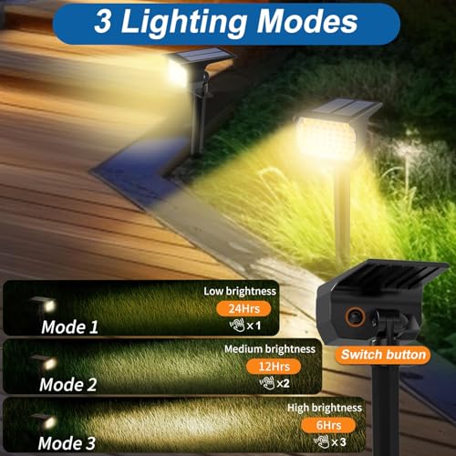 Solar Spot Lights Outdoor Waterproof Spotlights 12 Pack Warm White (12 Count)