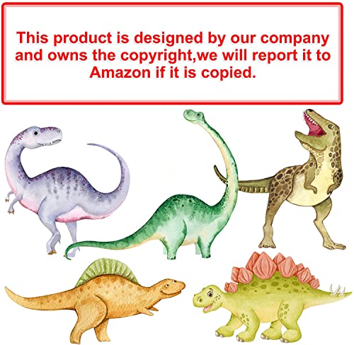 Dinosaur Wall Decals Glow in The Dark Dinosaur Wall Stickers Watercolor Dinosaur Decal Large Removable Vinyl Dino Wall Decals for Boys Bedroom Kids Girls Nursery Playroom Living Room Wall Decor Green (4 Count)