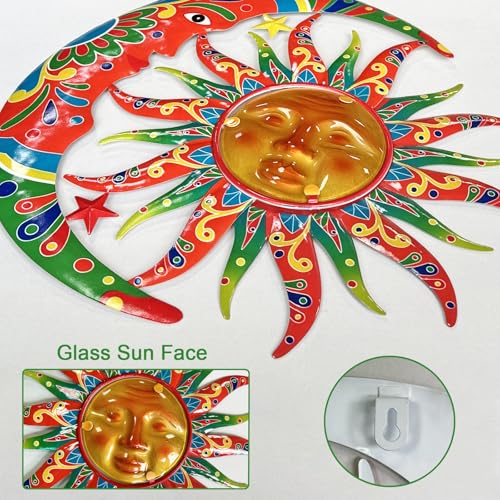 Colorful Metal Sun Moon Stars Wall Art