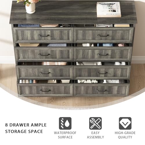 Farmhouse 8 Drawer Dresser for Bedroom