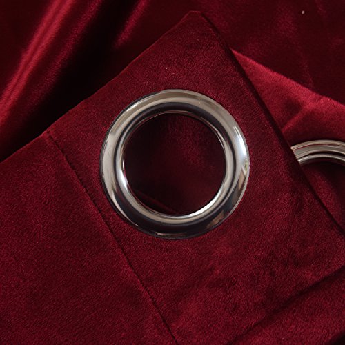 Set of 2 Velvet Room Darkening Blackout Curtain Panel Drapes Drapery 52 Inch Wide by 96 Inch Length with Grommet (2 Count)