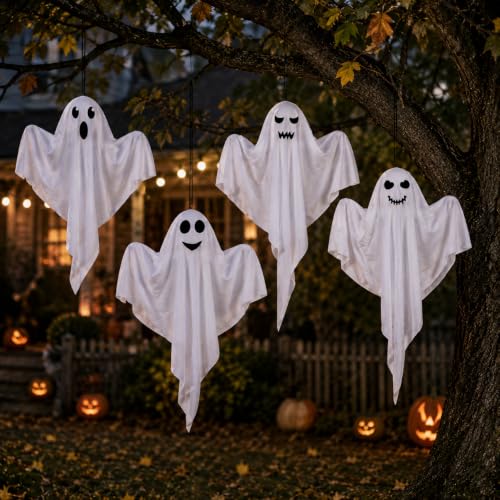 Kiddokids 4 Pack Halloween Hanging Ghosts (4 Count)