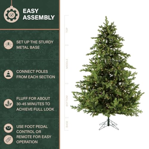 7.5 Ft. Foxtail Pine Artificial Christmas Tree with White Incandescent Smart Lights and Stand