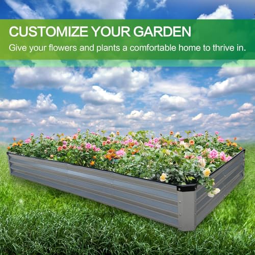 GARDMAX 8x4x1FT Galvanized Raised Garden Bed Kit