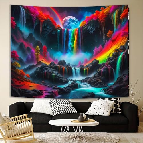 Blacklight Waterfall Planet Tapestry