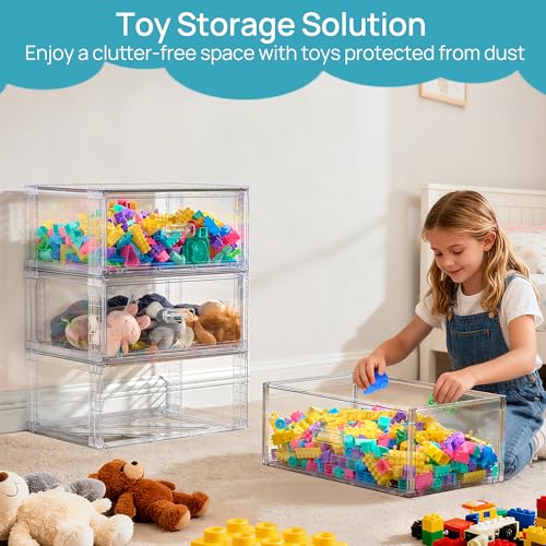 2 Pack Large Clear Stackable Storage Drawers for Closet (2 Count)