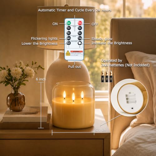 Amber Large Glass Flameless LED Candle