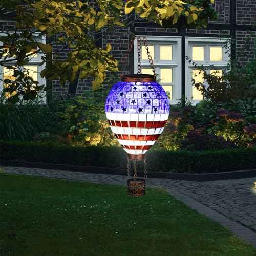 American Flag Hot Air Balloon Solar Lantern