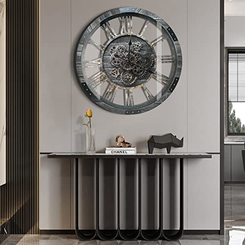 27" Real Moving Gears Large Wall Clock with Toughened Glass Cover
