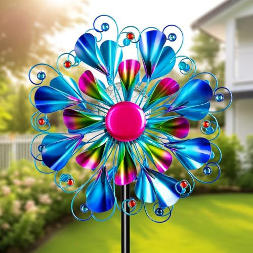 60'' Wind Spinner with Color Glass Ball Solar Lights