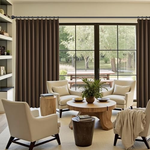 Extra Wide Pinch Pleat Blackout Curtains Drapes 90 Inches Long (2 Count)