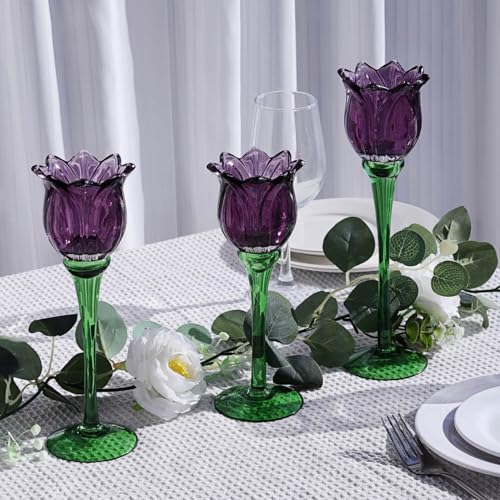 Purple Tulip Tealight Candle Holder Set of 3 (3 Count)