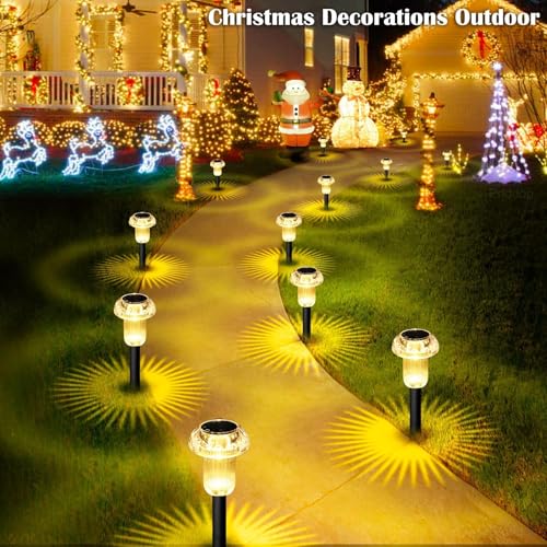 8 Pack Solar Garden Lights Outdoor Waterproof 3000K Warm White LED (8 Count)