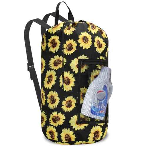 Laundry Bag Backpack Durable Laundry Bag with Shoulder Straps and Mesh Pockets Portable Laundry Hamper Dirty Clothes Bag for College