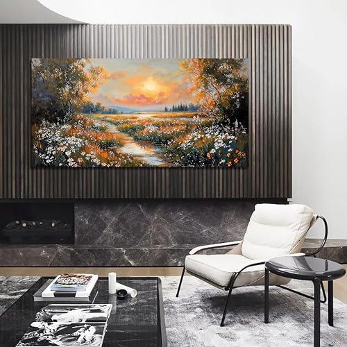 Vintage Wildflower Wall Art Prints for Living Room Nature Wall Art 24"x48"