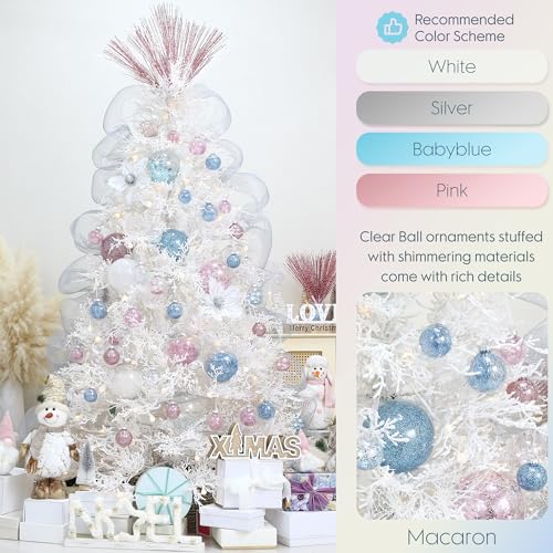 24 Pack Clear Christmas Ball Ornaments with Fillers (24 Count)