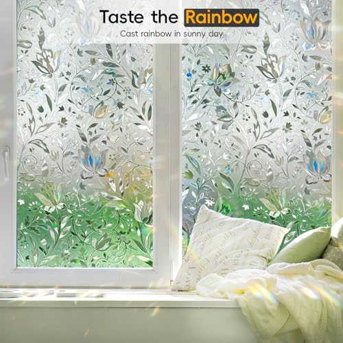 Reusable Static Cling Rainbow Window Privacy Film Decorative