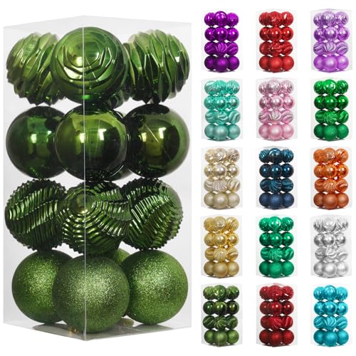 16ct Christmas Ball Ornaments Shatterproof Christmas Ornaments Set Decorations for Xmas Tree Balls 80mm (16 Count)