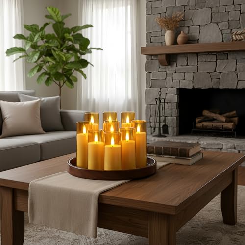 Amber Flameless LED Pillar Candles (9 Count)