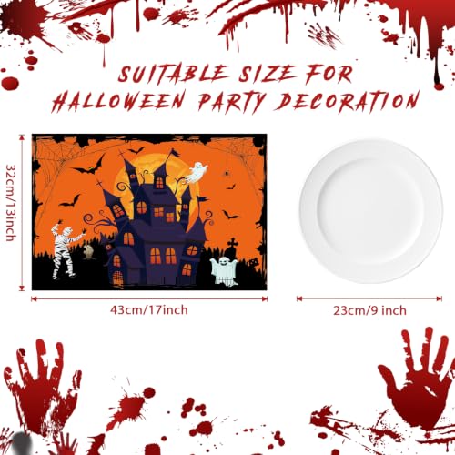 Halloween Plastic Placemats Set of 6 Orange Table mats 17×13×0.04in (6 Count)