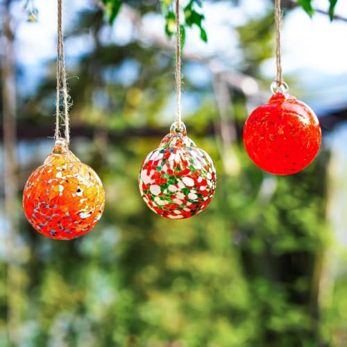 Set of 3 Hand Blown Glass Ball Ornament 2.3in Hanging Glass Gazing Balls
