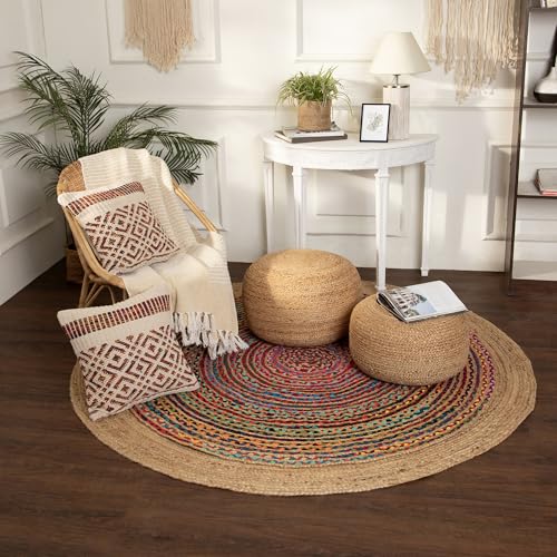 Jute Circular Low Pouf Ottoman