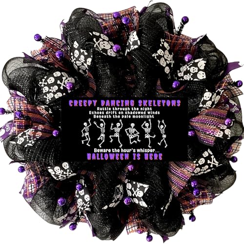Creepy Dancing Skeletons Halloween Wreath Available in 24 inch and 28 inch diameters