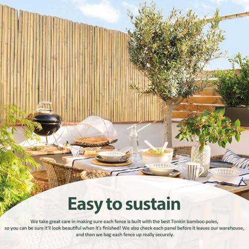 Natural Bamboo Fence 3ft H x 8ft L x 0.7In D