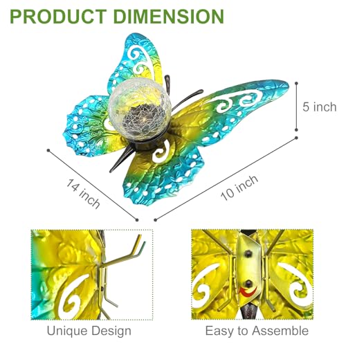 Solar Lights Outdoor Garden Metal Butterfly Decoration