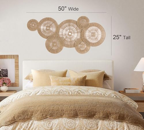 7 Pack Handwoven Boho Baskets Wall Decor (7 Count)