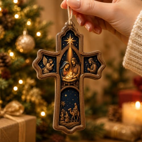 Nativity Cross Christmas Ornament 2026
