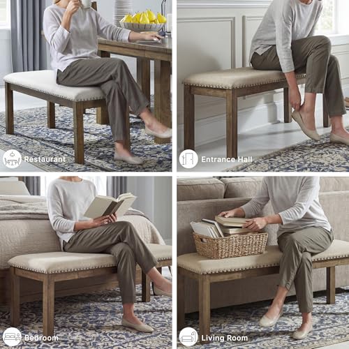 Moriville Wood Upholstered Dining Bench