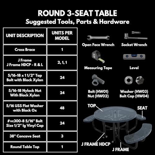 46In Round Picnic Table