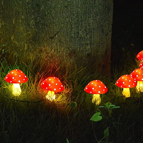 8 Pack Red Solar Mushroom Lamp (8 Count)