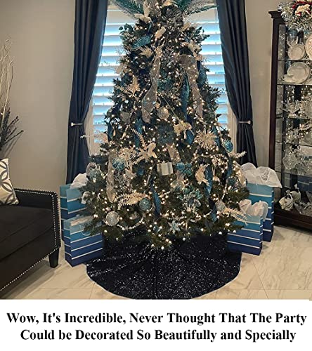 Black Sequin Tree Skirt Glitter Christmas Trees Skirts Colorful Holiday Halloween Celebration Supplies