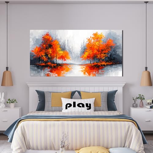 Canvas Wall Art Decor Modern Landscape Wall Art for Living Room Canvas Art Wall Decor Fall Orange Artwork for Walls Black and White Wall Art Prints Bedroom Office Home Decor Aesthetic 20" X 40"